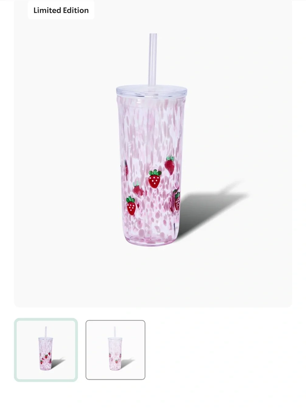 NWT! Starbucks Pink Vibes Glass Strawberry Cold Cup!